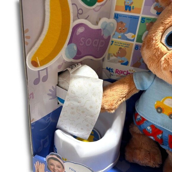 2024 Ms. Rachel POTTY TIME WITH BEAN Bear Plush Toy Play Toilet Paper & Soap NEW - Picture 3 of 8